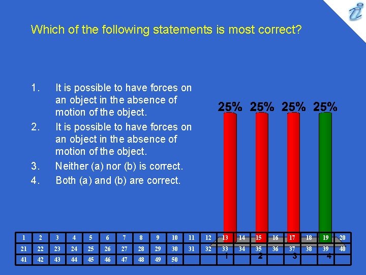 Which of the following statements is most correct? 1. 2. 3. 4. It is