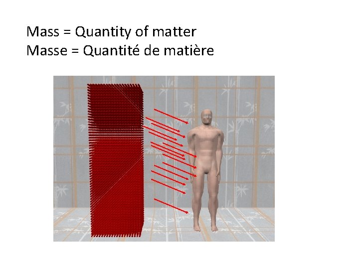 Mass = Quantity of matter Masse = Quantité de matière 