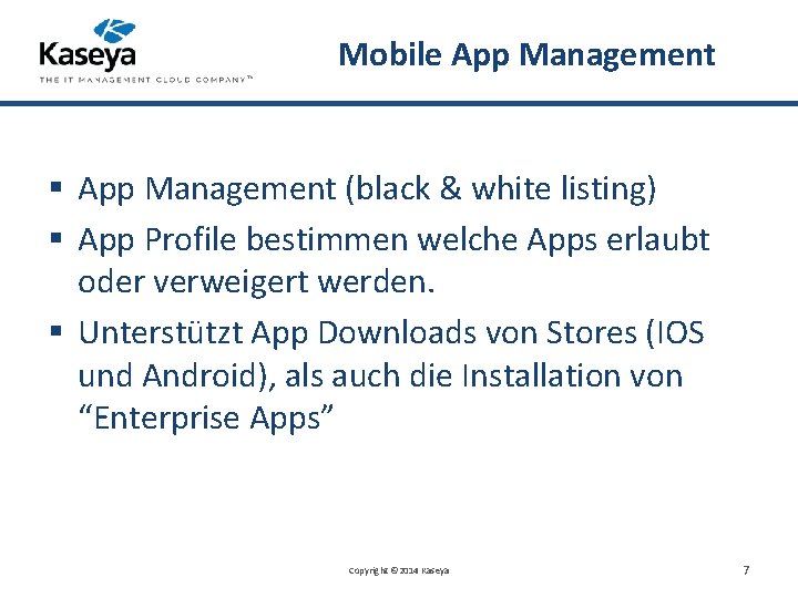 Mobile App Management § App Management (black & white listing) § App Profile bestimmen