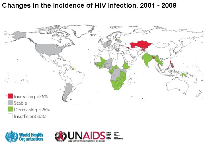 Changes in the incidence of HIV infection, 2001 - 2009 