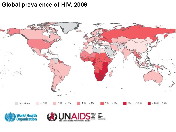 Global prevalence of HIV, 2009 
