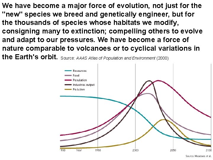 We have become a major force of evolution, not just for the "new" species