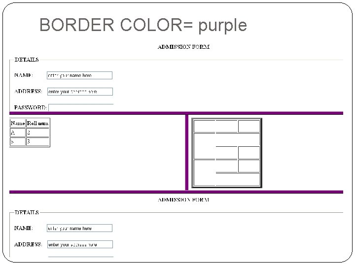 BORDER COLOR= purple 