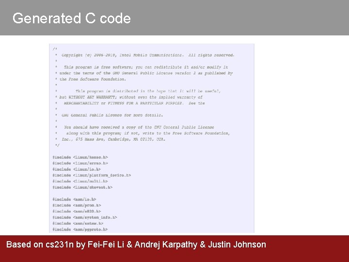 Generated C code Based on cs 231 n by Fei-Fei Li & Andrej Karpathy