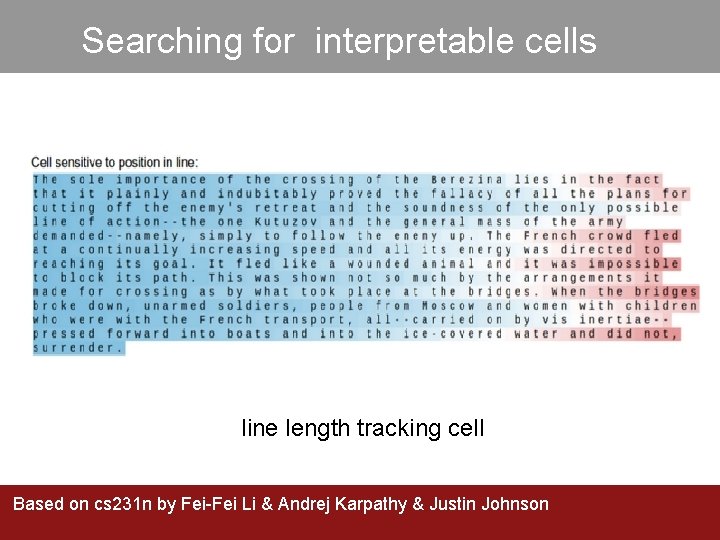 Searching for interpretable cells line length tracking cell Based on cs 231 n by