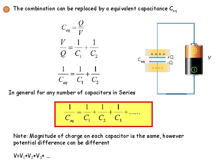 The combination can be replaced by a equivalent capacitance C eq Ceq + +