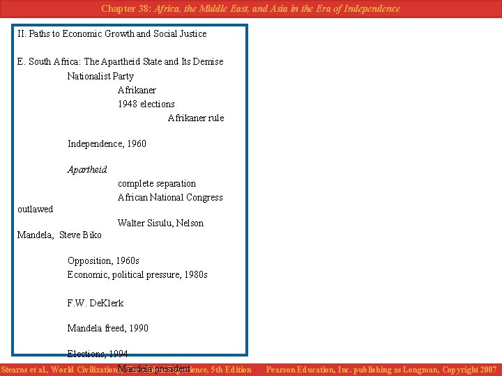 Chapter 38: Africa, the Middle East, and Asia in the Era of Independence II.
