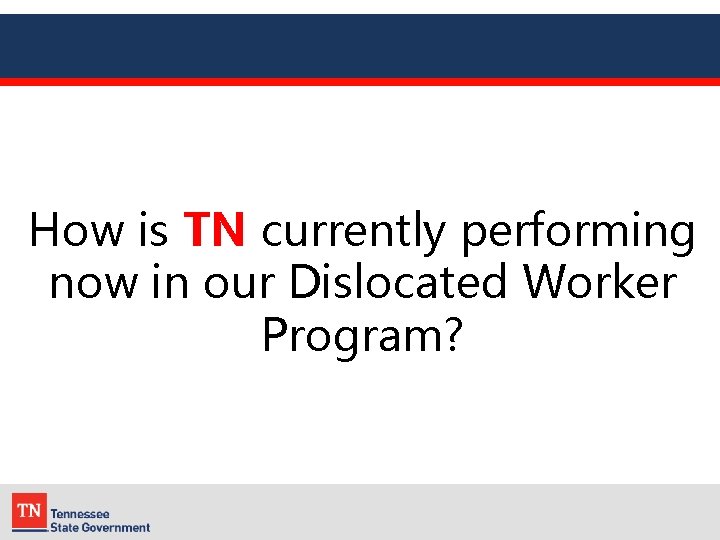 How is TN currently performing now in our Dislocated Worker Program? 