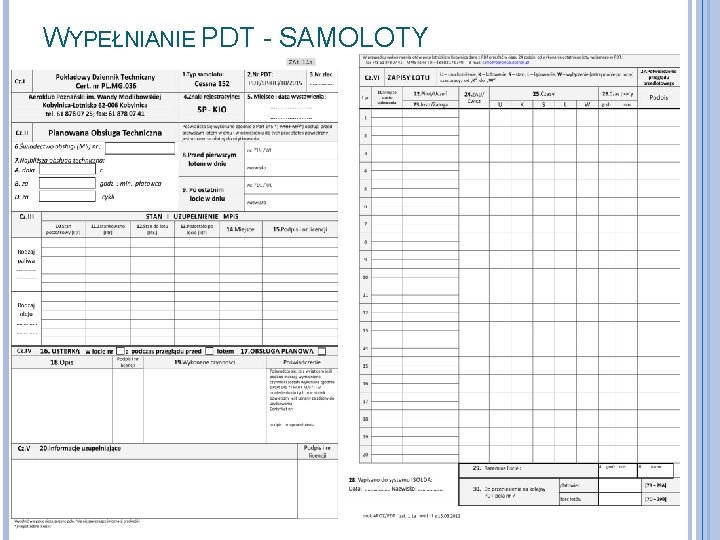 WYPEŁNIANIE PDT - SAMOLOTY 