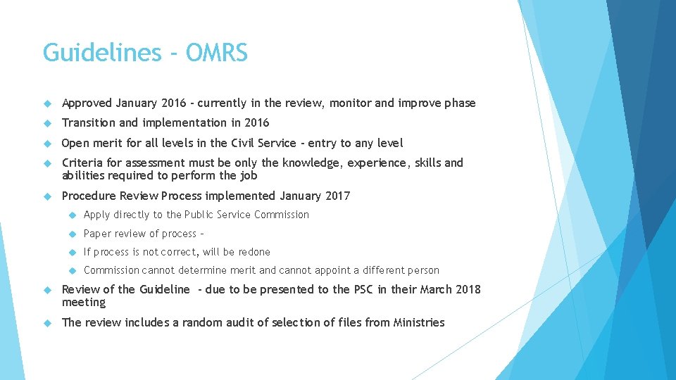 Guidelines - OMRS Approved January 2016 – currently in the review, monitor and improve