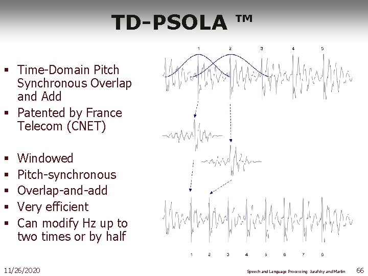 TD-PSOLA ™ § Time-Domain Pitch Synchronous Overlap and Add § Patented by France Telecom
