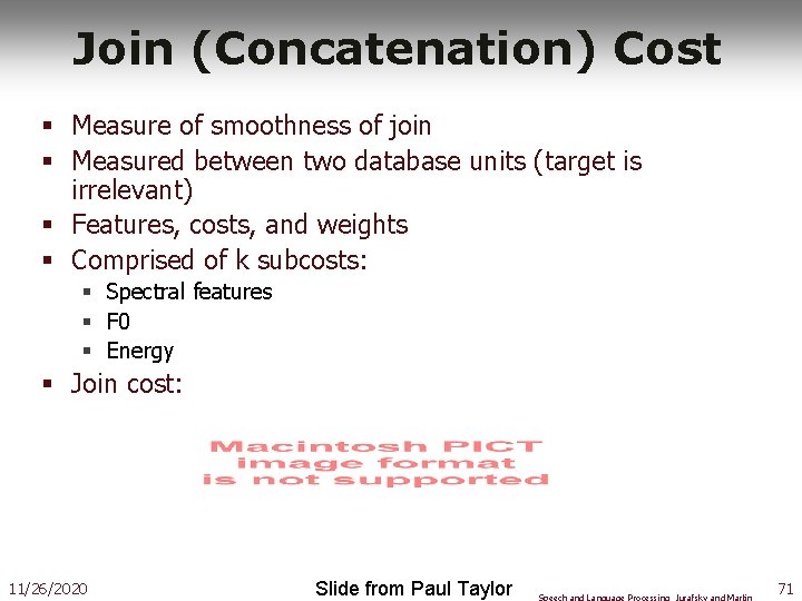 Join (Concatenation) Cost § Measure of smoothness of join § Measured between two database
