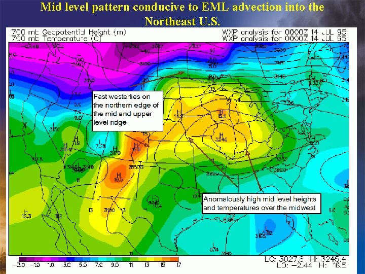 Mid level pattern conducive to EML advection into the Northeast U. S. 