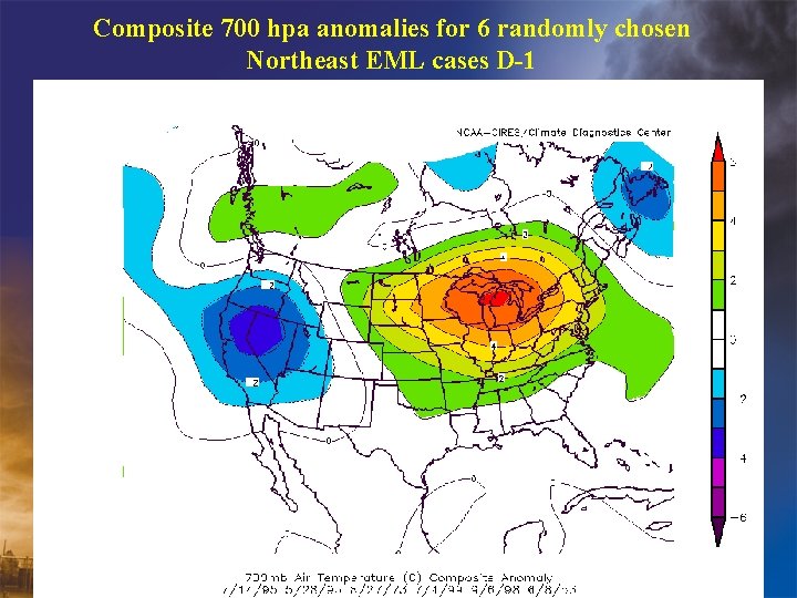 Composite 700 hpa anomalies for 6 randomly chosen Northeast EML cases D-1 