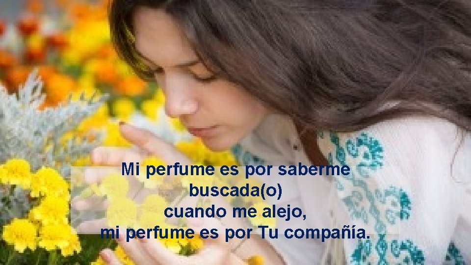 Mi perfume es por saberme buscada(o) cuando me alejo, mi perfume es por Tu