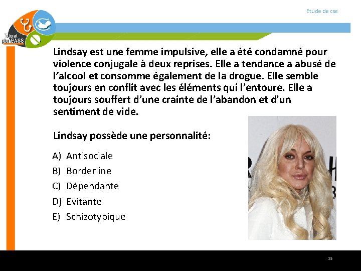 Etude de cas Lindsay est une femme impulsive, elle a été condamné pour violence Etude de cas Lindsay est une femme impulsive, elle a été condamné pour violence