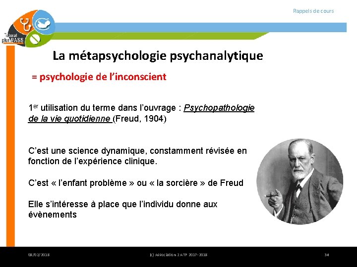 Rappels de cours La métapsychologie psychanalytique = psychologie de l’inconscient 1 er utilisation du Rappels de cours La métapsychologie psychanalytique = psychologie de l’inconscient 1 er utilisation du