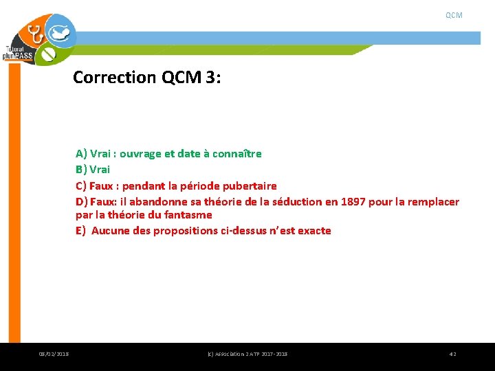 QCM Correction QCM 3: A) Vrai : ouvrage et date à connaître B) Vrai QCM Correction QCM 3: A) Vrai : ouvrage et date à connaître B) Vrai