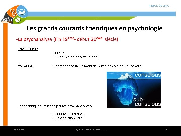 Rappels de cours Les grands courants théoriques en psychologie -La psychanalyse (Fin 19ème- début Rappels de cours Les grands courants théoriques en psychologie -La psychanalyse (Fin 19ème- début