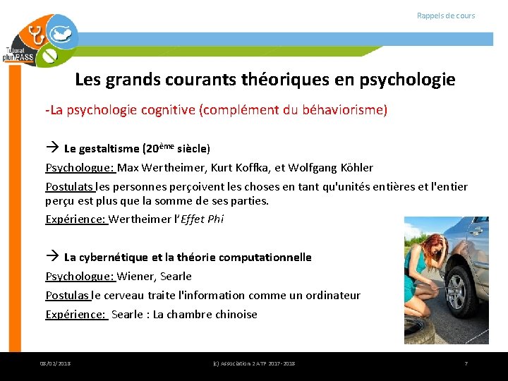 Rappels de cours Les grands courants théoriques en psychologie -La psychologie cognitive (complément du Rappels de cours Les grands courants théoriques en psychologie -La psychologie cognitive (complément du