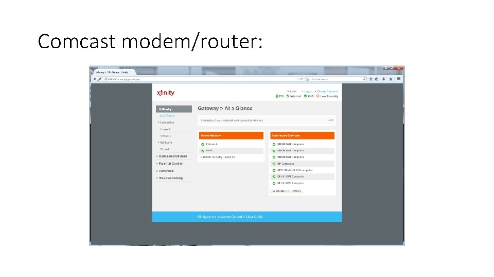 Comcast modem/router: Comcast modem/router: