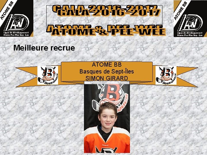 Meilleure recrue ATOME BB Basques de Sept-Îles SIMON GIRARD 