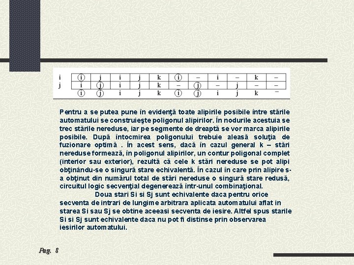 Pentru a se putea pune în evidenţă toate alipirile posibile între stările automatului se