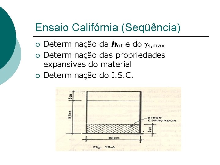 Ensaio Califórnia (Seqüência) ¡ ¡ ¡ Determinação da hot e do gs, max Determinação Ensaio Califórnia (Seqüência) ¡ ¡ ¡ Determinação da hot e do gs, max Determinação