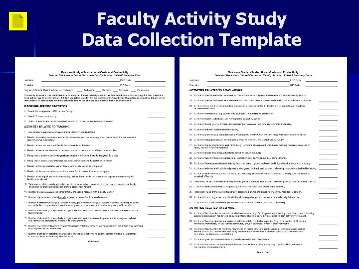 Faculty Activity Study Data Collection Template 