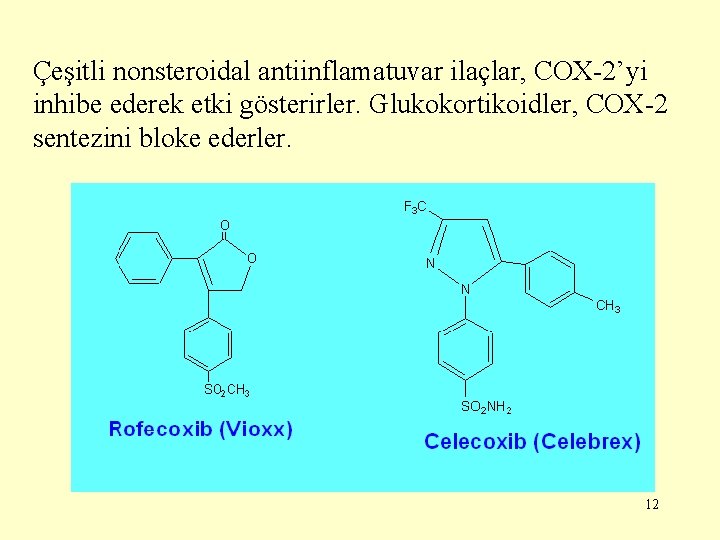 Çeşitli nonsteroidal antiinflamatuvar ilaçlar, COX-2’yi inhibe ederek etki gösterirler. Glukokortikoidler, COX-2 sentezini bloke ederler.