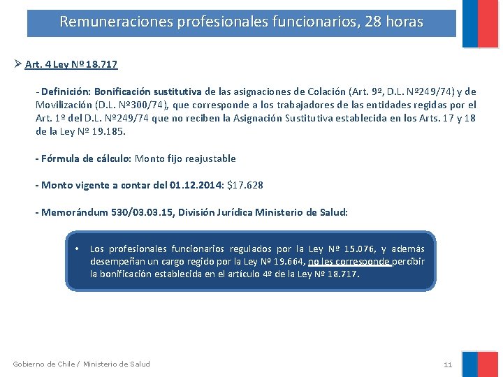 Remuneraciones profesionales funcionarios, 28 horas Ø Art. 4 Ley Nº 18. 717 - Definición: