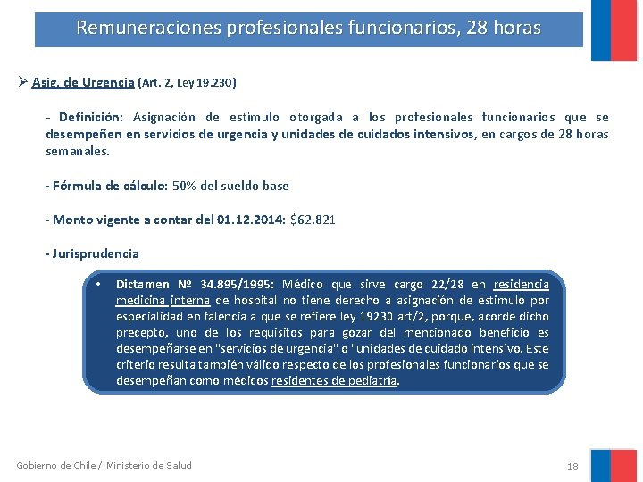 Remuneraciones profesionales funcionarios, 28 horas Ø Asig. de Urgencia (Art. 2, Ley 19. 230)