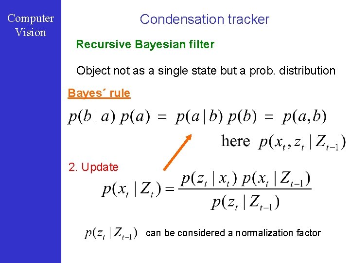 Computer Vision Condensation tracker Recursive Bayesian filter Object not as a single state but