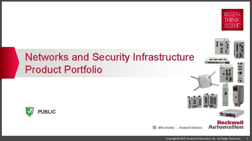 Networks and Security Infrastructure Product Portfolio PUBLIC Copyright © 2017 Rockwell Automation, Inc. All