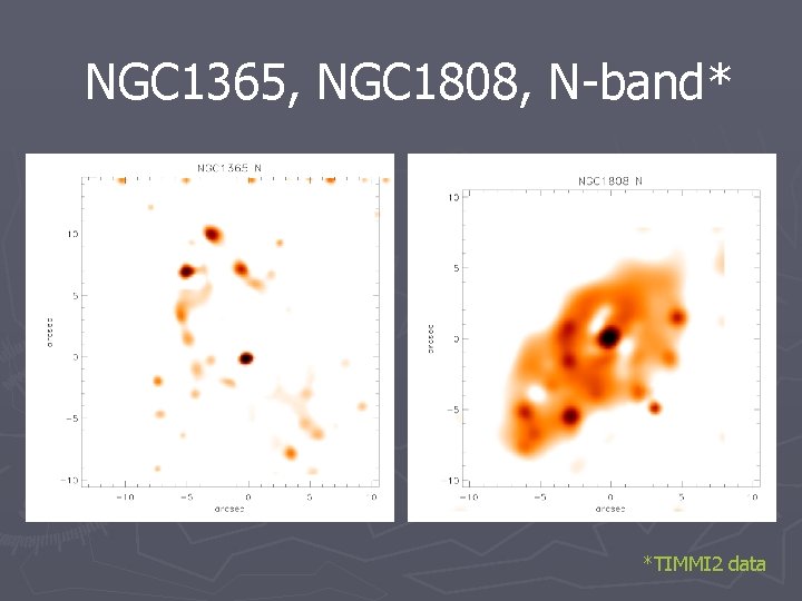 NGC 1365, NGC 1808, N-band* *TIMMI 2 data 