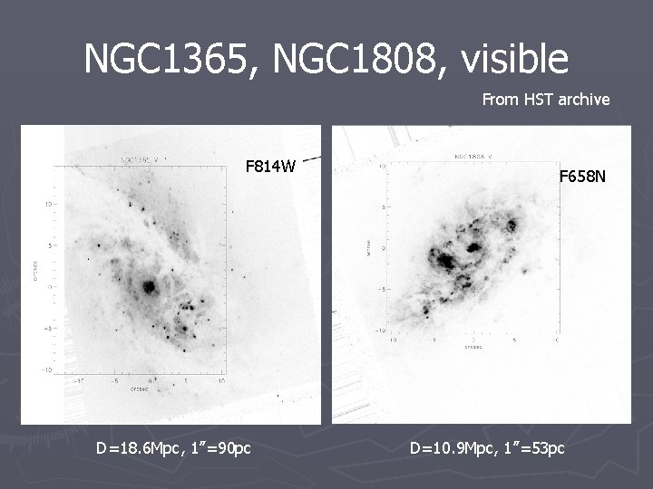 NGC 1365, NGC 1808, visible From HST archive F 814 W D=18. 6 Mpc,