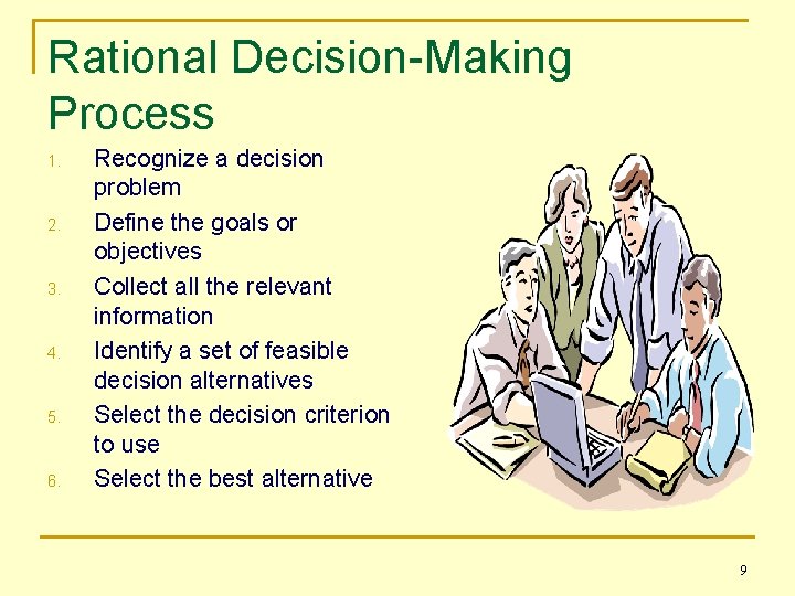 Rational Decision-Making Process 1. 2. 3. 4. 5. 6. Recognize a decision problem Define Rational Decision-Making Process 1. 2. 3. 4. 5. 6. Recognize a decision problem Define