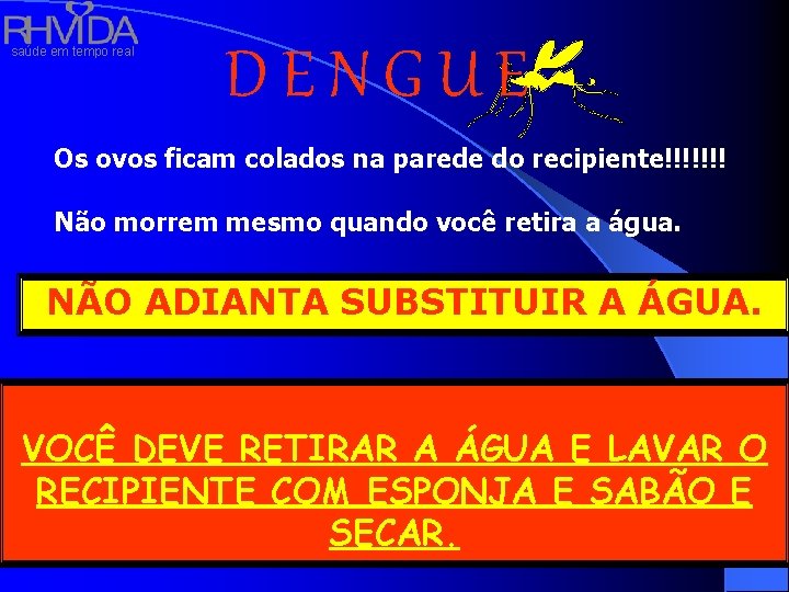 saúde em tempo real DENGUE Os ovos ficam colados na parede do recipiente!!!!!!! Não