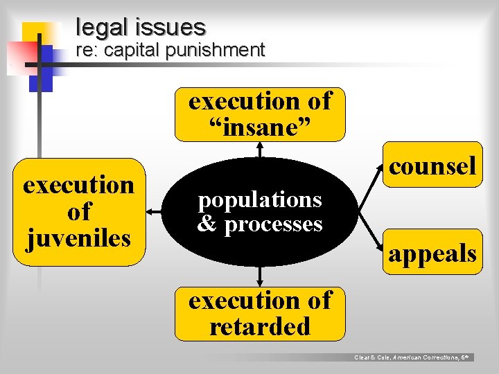 legal issues re: capital punishment execution of “insane” execution of juveniles counsel populations &