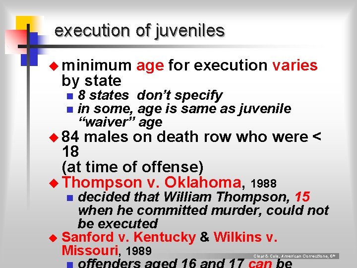 execution of juveniles u minimum by state n n age for execution varies 8