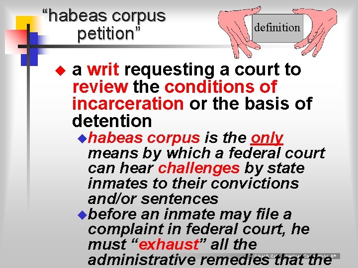 “habeas corpus petition” u definition a writ requesting a court to review the conditions