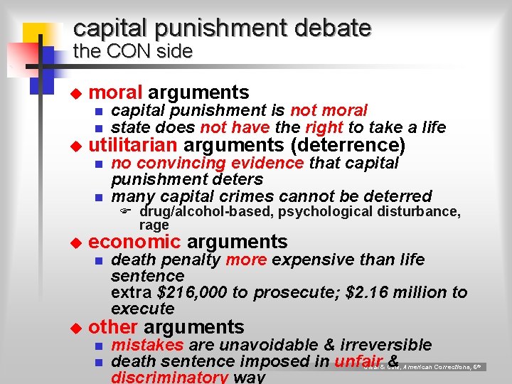 capital punishment debate the CON side u u moral arguments n n capital punishment