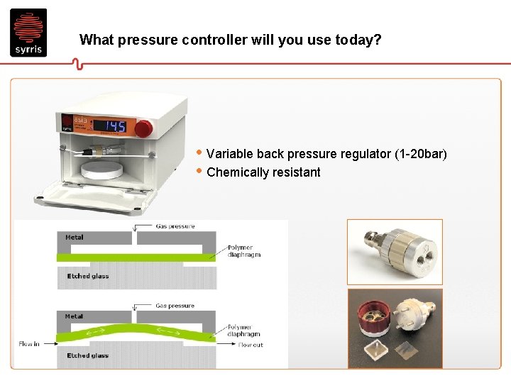 What pressure controller will you use today? • Variable back pressure regulator (1 -20