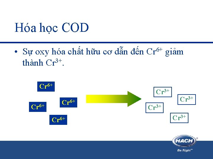 Hóa học COD • Sự oxy hóa chất hữu cơ dẫn đến Cr 6+