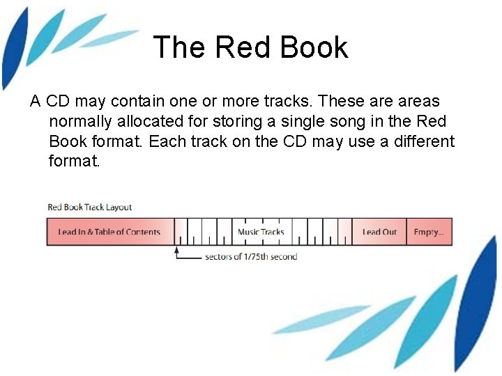 The Red Book A CD may contain one or more tracks. These areas normally