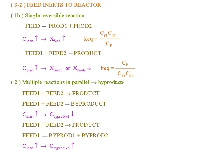 ( 3 -2 ) FEED INERTS TO REACTOR ( 1 b ) Single reversible
