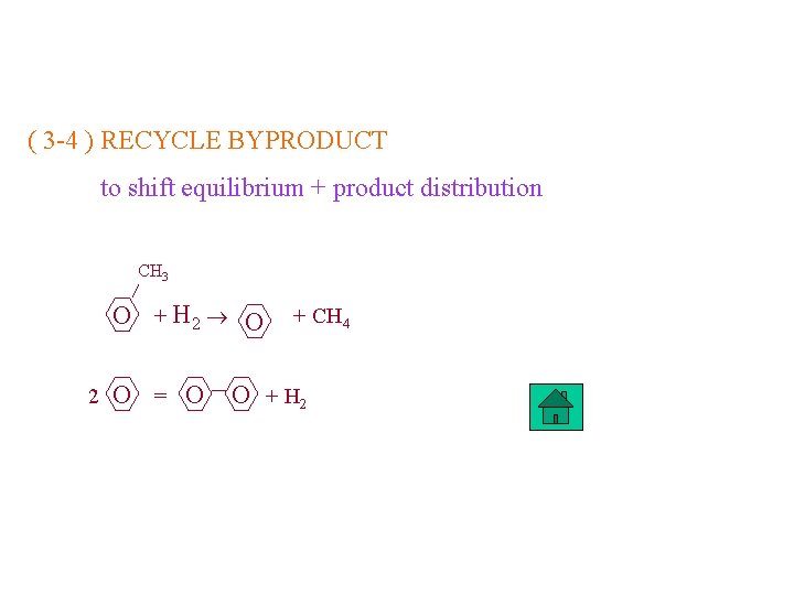 ( 3 -4 ) RECYCLE BYPRODUCT to shift equilibrium + product distribution CH 3