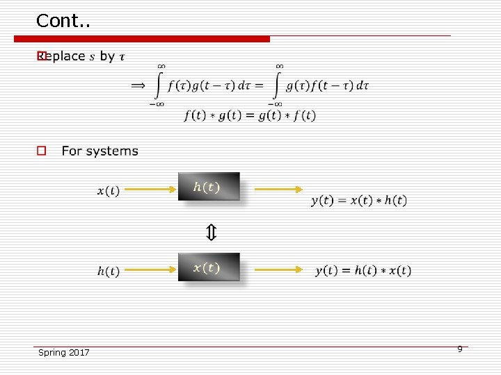Cont. . o Spring 2017 9 