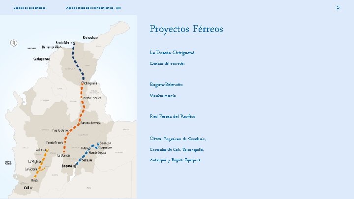 Sección de presentación 21 Agencia Nacional de Infraestructura - ANI Proyectos Férreos La Dorada-Chiriguaná