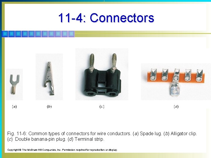 11 -4: Connectors Fig. 11 -6: Common types of connectors for wire conductors. (a)